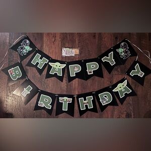 Baby Yoda Birthday Banner & Cupcake Toppers